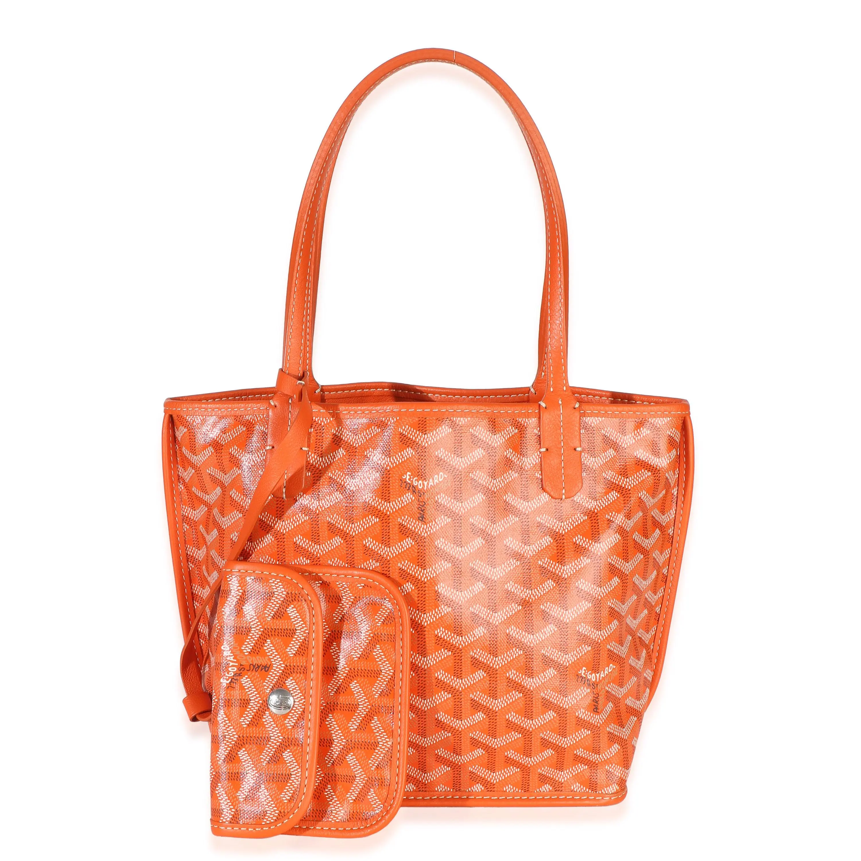 Pre-owned Goyard Canvas Top Handle NY156391 Orange Goyardine Mini Anjou