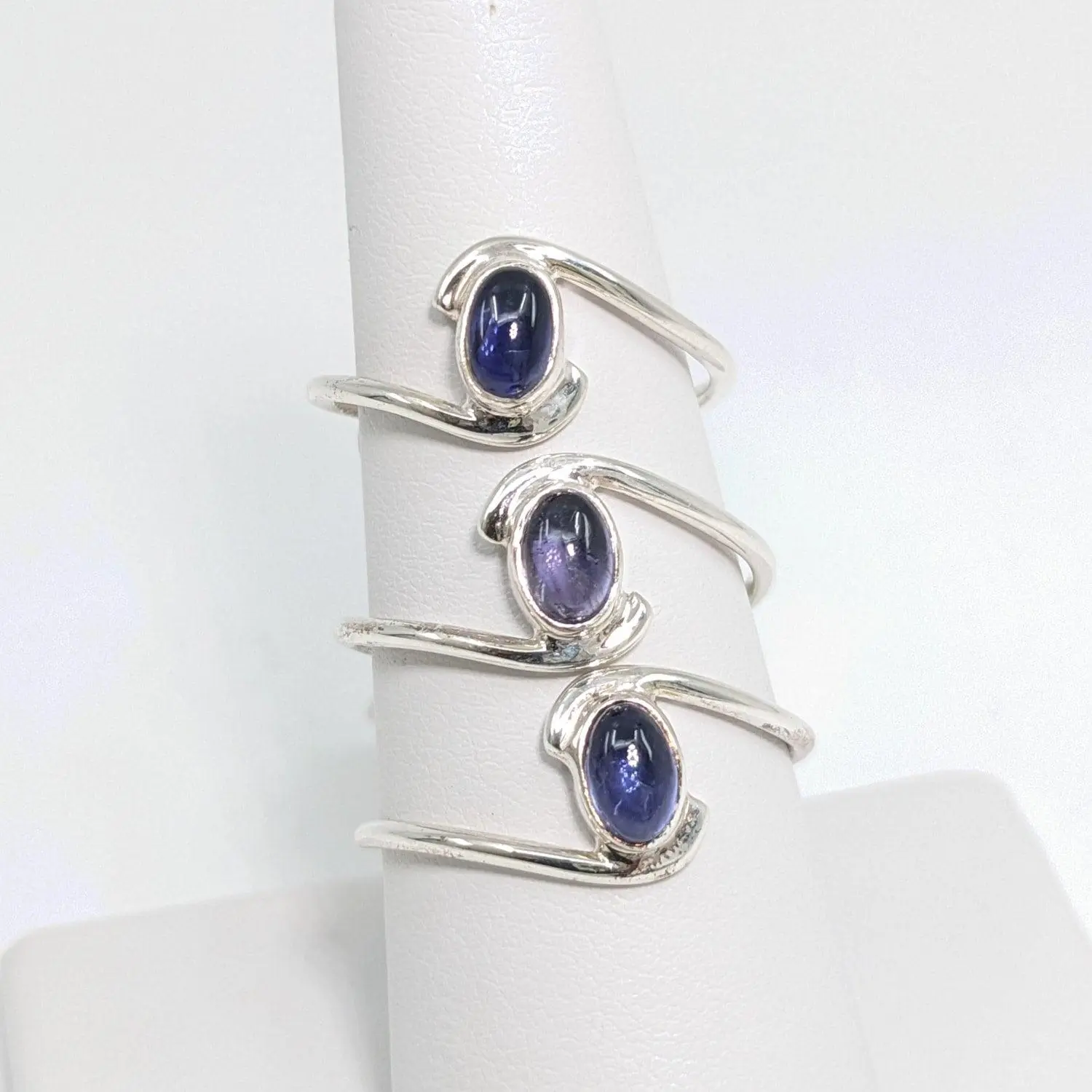 Iolite Dainty Ring Oval Swoop Sterling Silver #SK7994