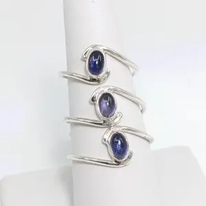 Iolite Dainty Ring Oval Swoop Sterling Silver #SK7994