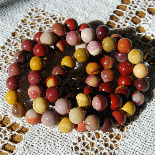 Mookaite Jasper Crystal Bracelet, 12mm Natural Gemstone Beads