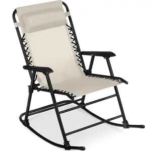 Best Choice Products Folding Outdoor Zero Gravity Rocking Lounge Chair w/ Headrest Pillow
