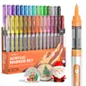 【Back to School Shopping】Flexible Tip Acrylic Paint Markers Set (30/24/18 Colors) - Waterproof Premium Painting Supplies, Colorful Drawing Markers for Easter, All Ages Multi-Surface Art Tool