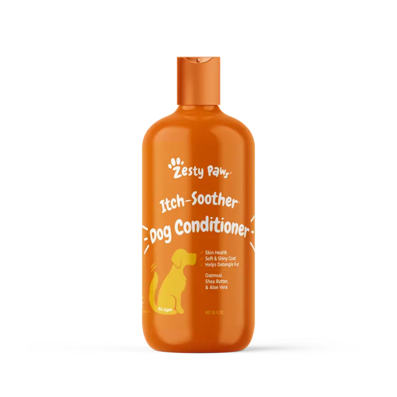Zesty Paws Itch-Soother Dog Conditioner with Oatmeal Shea Butter & Aloe Vera for All Breeds Gentle Detangling & Skin Health Support