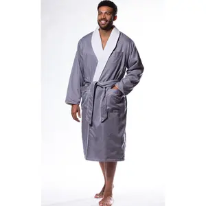 Turquaz Luxury Microfiber Fleece Lined Men Robe Soft Plush Double Layer