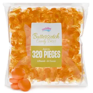 Snackathon Butterscotch Hard Discs Candy – Individually Wrapped Bulk Bags, 4 LB
