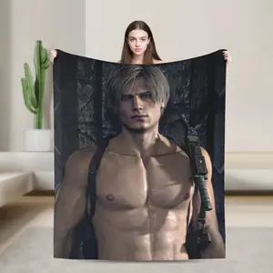 Leon Kennedy Resident Evils Blanket Quality Soft Warm  Bedding Throws Spring Children Living Room Graphic Bedspread A multi-functional and beautiful blanket suitable for decoration, use and as a gift. Add some fun to your home