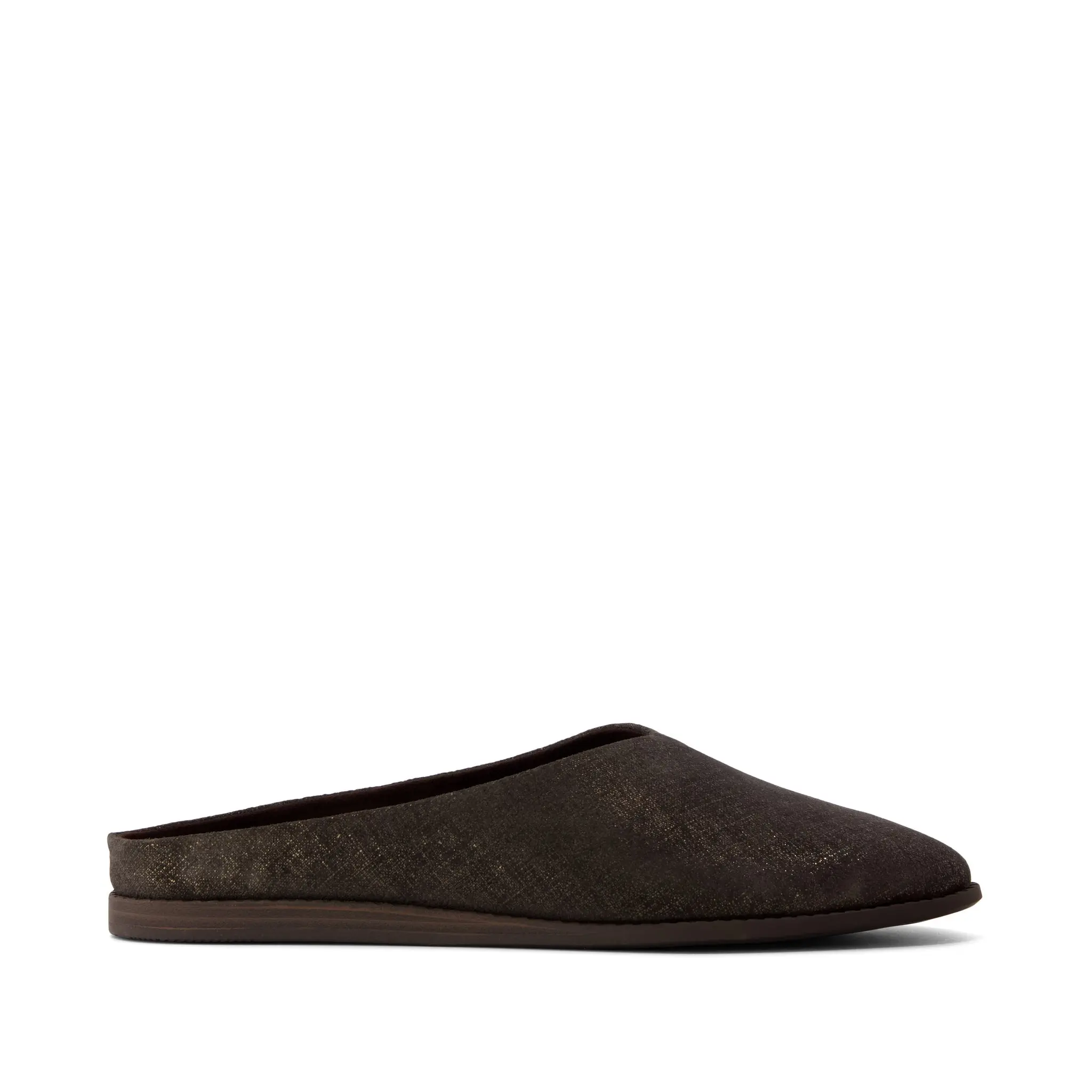 Womens Amelia Mule Chocolate Brown Metallic Suede