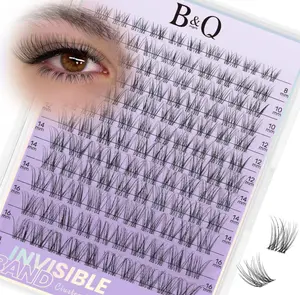 B&Q Flora Lash Clusters Invisible Band False Eyelashes Clusters Natural Cluster Eyelash Extensions Comfortable Individual Lashes Extension DIY Soft Eyelash Clusters （Flora-MIX8-18mm）