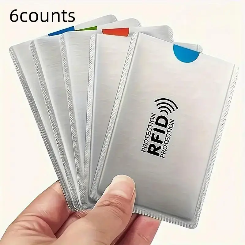 RFID Blocking Card Holder, 6 Counts/set Aluminum Foil NFC Protective Card Holder, Desktop & Drawer Organizer for Credit Card, ID Card, Bank Card, Pass