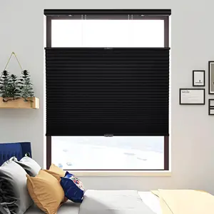 LUXEVOIRPANORAMIX Cordless Blackout Honeycomb Blinds, Top Down Bottom Up, No Drill Custom Size Cellular Shades, Light Blocking Window Cover for Bedroom - White