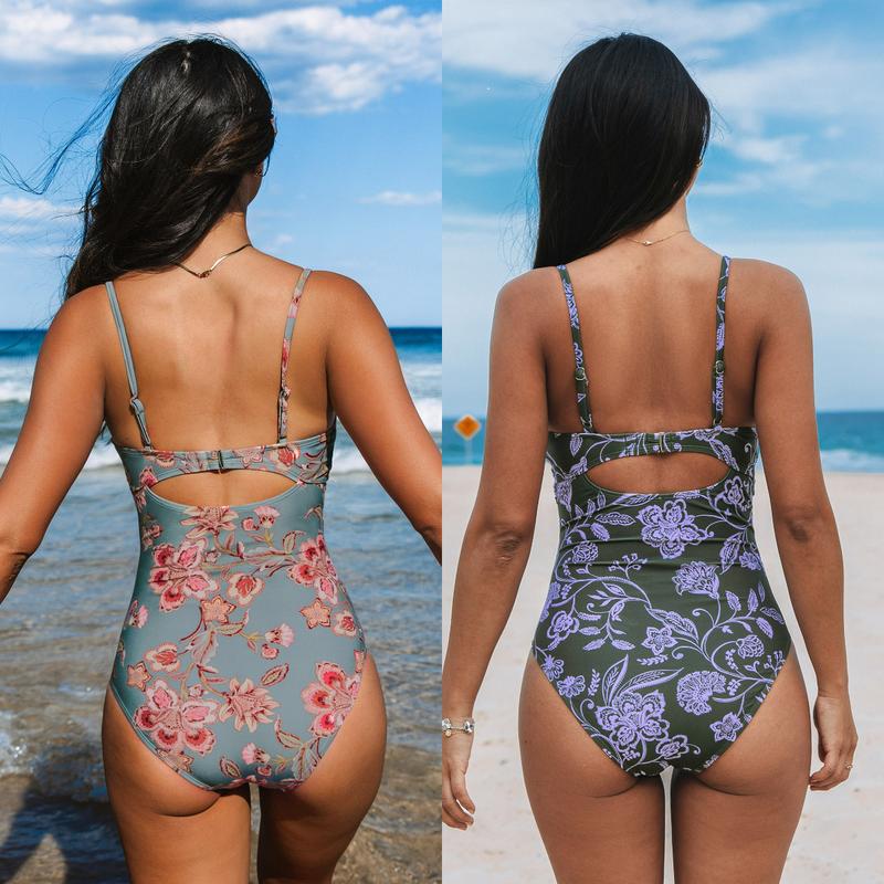 CUPSHE Ditsy Floral Cutout One-Piece Swimsuit | Flattering Wrap Design V-Neck Monokini | Tummy Control Summer Beachwear with Adjustable Straps 2026