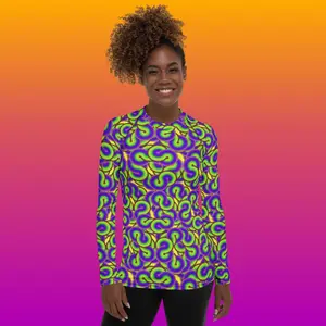 Colour TwirlZ: Violet+Lime Women's Rash Guard