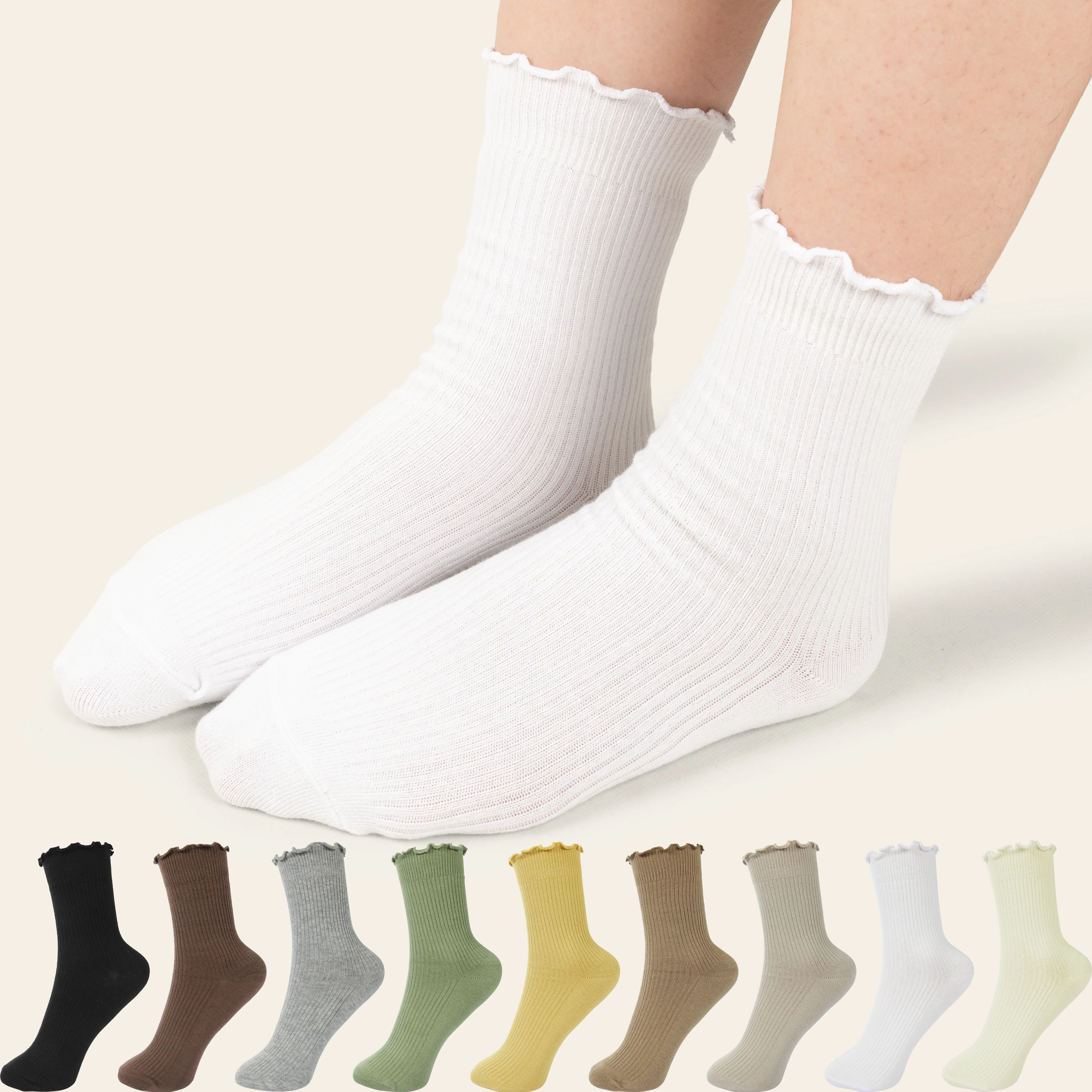 Bomkinta Ruffle Socks, Cute Lace Socks, Cute Aesthetic Socks, Soft Breathable Casual Daily Socks, Every-Day Fashion Staple for Girls & Ladies, All Seasons