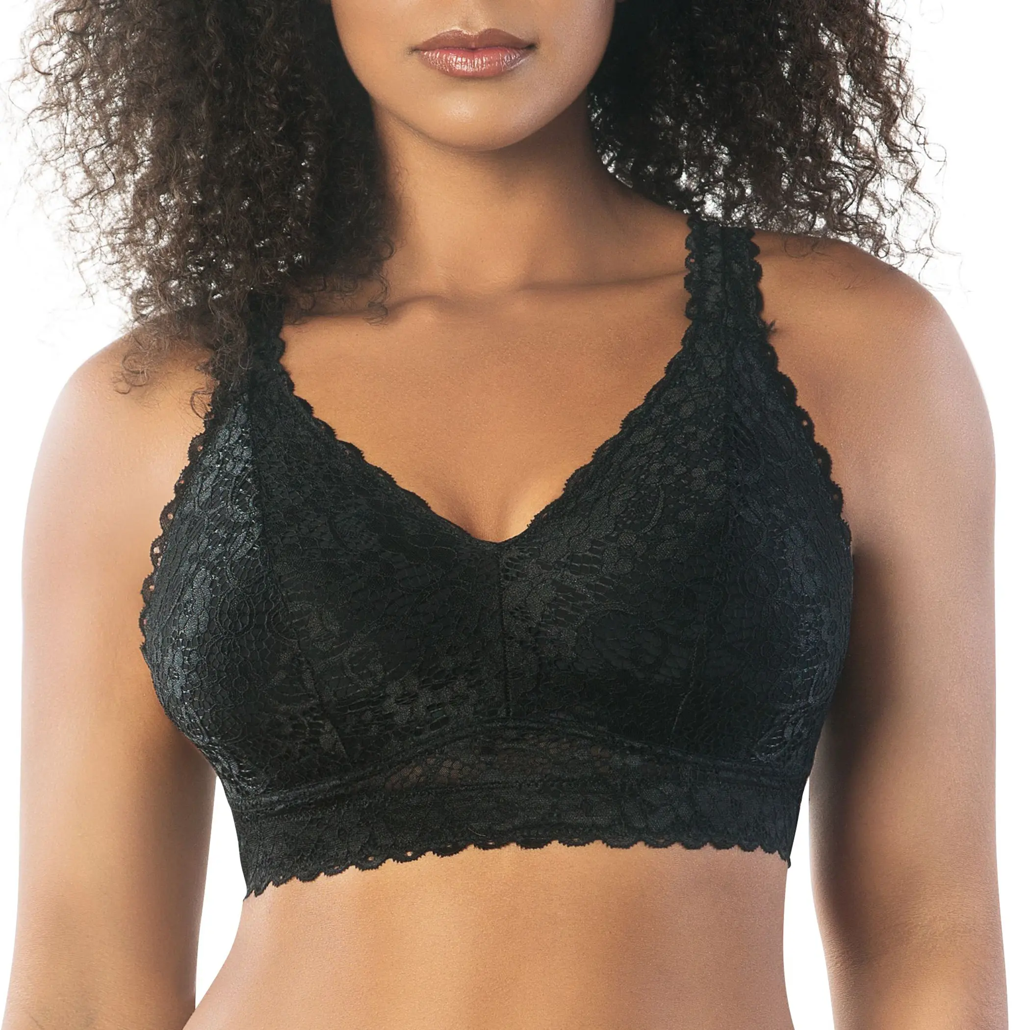 PARFAIT Adriana P5482 Womenswear Curvy and Full-busted Elegant and Feminine Comfort Fit Supportive Wire-free Soft Lace Bralette Bra with Criss Cross Racerback Feature Fabric Elegance