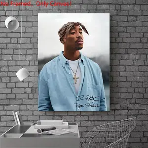 1 piece/set frameless canvas painting print poster, Popular hip-hop culture Characters realism art，Tupac Shakur Portrait ，a perfect gift for Rap Music loves, ideal gift for bedroom, living room, dorm hallway, kitchen, mural, wall decoration, room decor