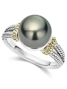 Trendy Simple Faux Pearl Platinum Plated Women's Elegant French Ring, All Seasons Fashion Jewelry, Copper Material