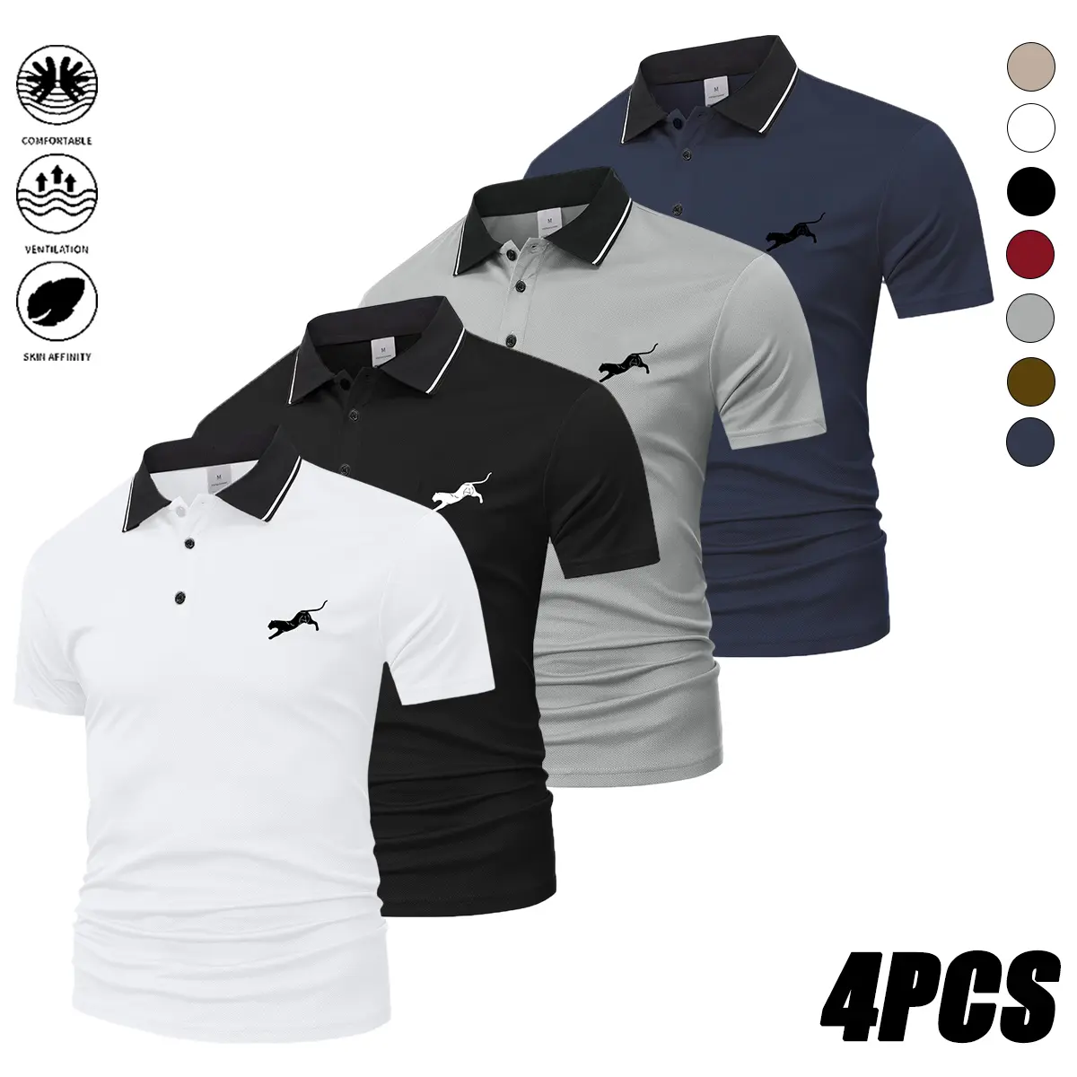 Men's 4-Pack Vintage Leopard Print Button-Up Shirts, Slim-Fit Short Sleeve Preppy Tops for Casual Summer Parties & Business, No, Top, New Year