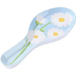 Daisy Melamine Spoon Rest, Cooking Spoon Holder for Stove Top, Kitchen Counter, and Dining Table, 9.625 Inch, Blue