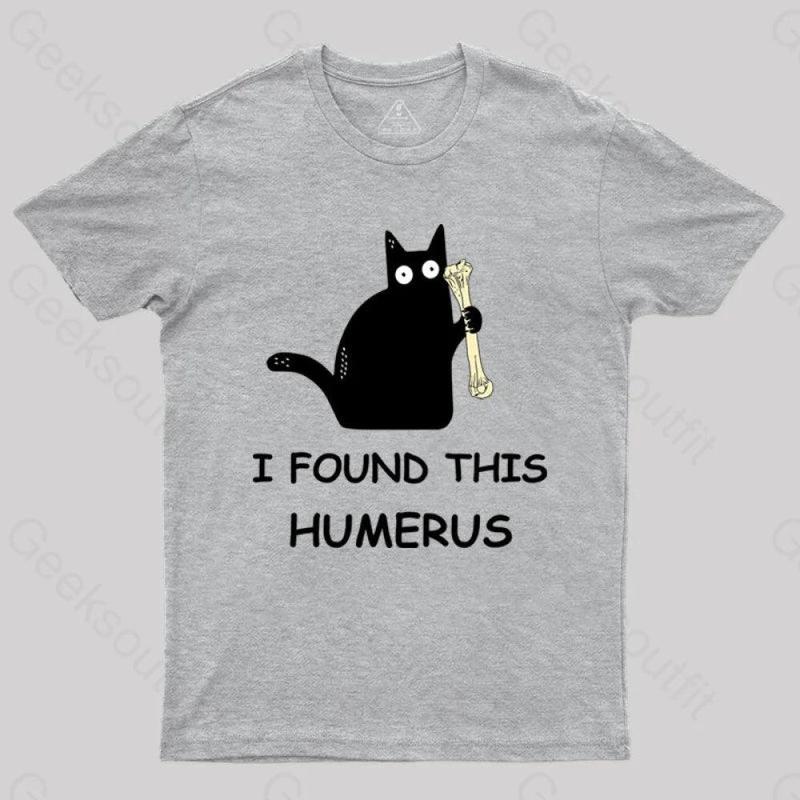 Men's Short-Sleeve Round Neck Geek Humor Tshirt - "I Found This Humerus" Skeleton Slogan Artwork Tee, Casual Streetwear Cartoon Top, All-Season Menswear