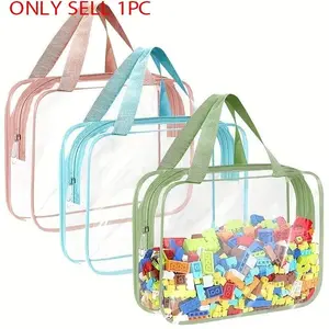 Colorful Transparent PVC Toy Storage Bag, Zippered Storage, Simple Design, Easy Clean, Small and Cute, Scratch-Resistant Waterproof, Travel Washroom Organizer