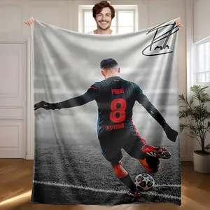 1 piece Pedri's spectacular goal moment themed flannel blanket - Flannel blanket with modern design, suitable for sofas and beds, all-season use, super soft and comfortable, digitally printed pattern, 100% polyester material, machine washable