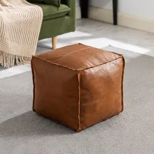 DIY Hidden Storage Ottoman Pouf – Turn Clothes into a Footstool. Faux Leather Cover (Unstuffed)  quilt storage bag Smooth Organiser Household