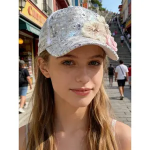 Women's Embroidered Mesh Baseball Hat Adjustable Breathable Thin Lace Duckbill for Spring Summer Autumn Outdoor Travel