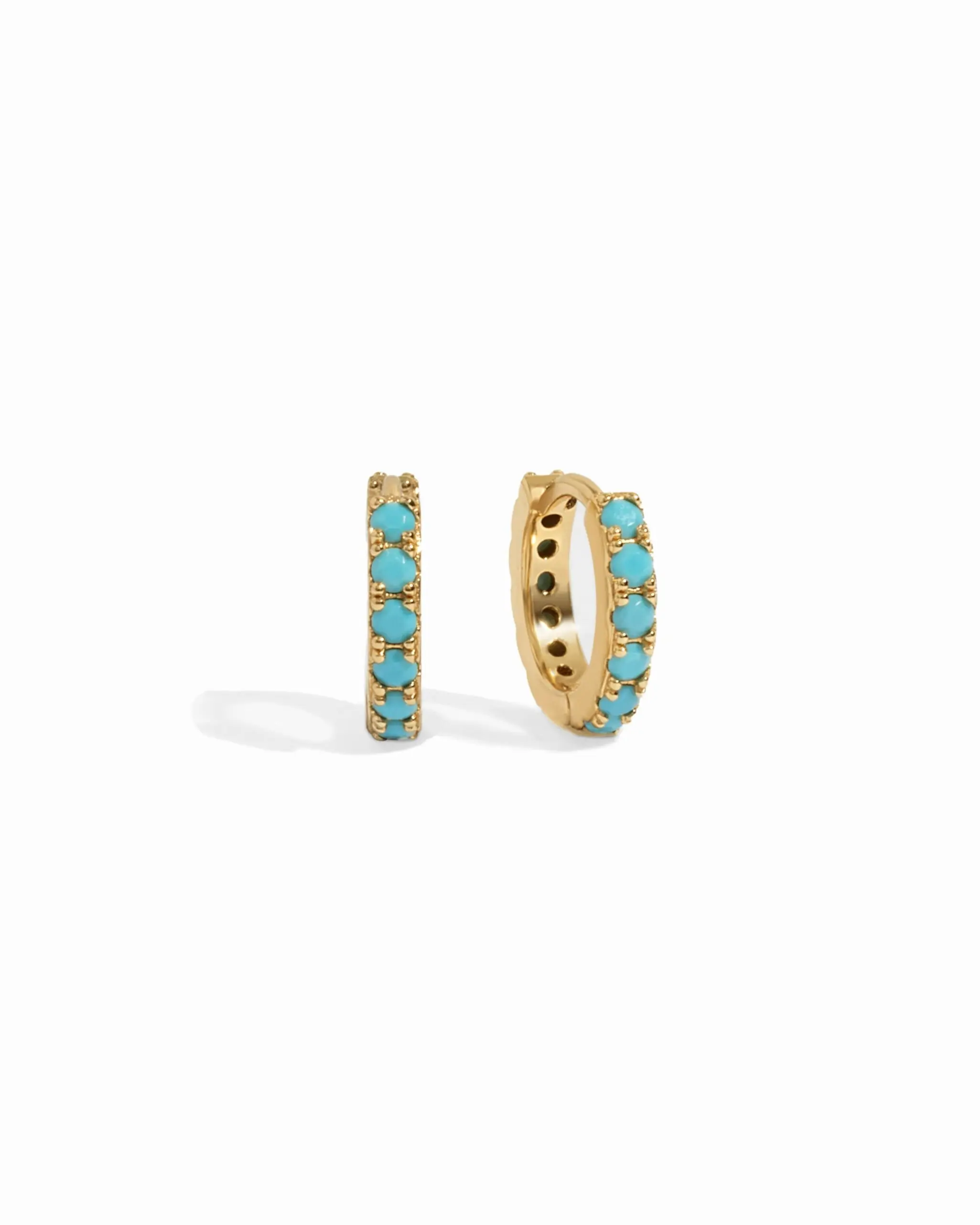 Sami Jewels Turquoise Huggie Earrings, 925 Sterling Silver Plated with 14k Gold, Sold as a Set, Hypoallergenic and Nickel-free, Girls Turquoise Huggie Hoop Earrings, Turquoise Jewelry, Ideal for Everyday Wear