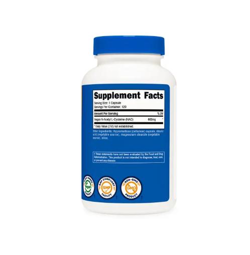 Nutricost N-Acetyl L-Cysteine (NAC) 600mg, 120 Capsules | GMO-Free And Gluten Free