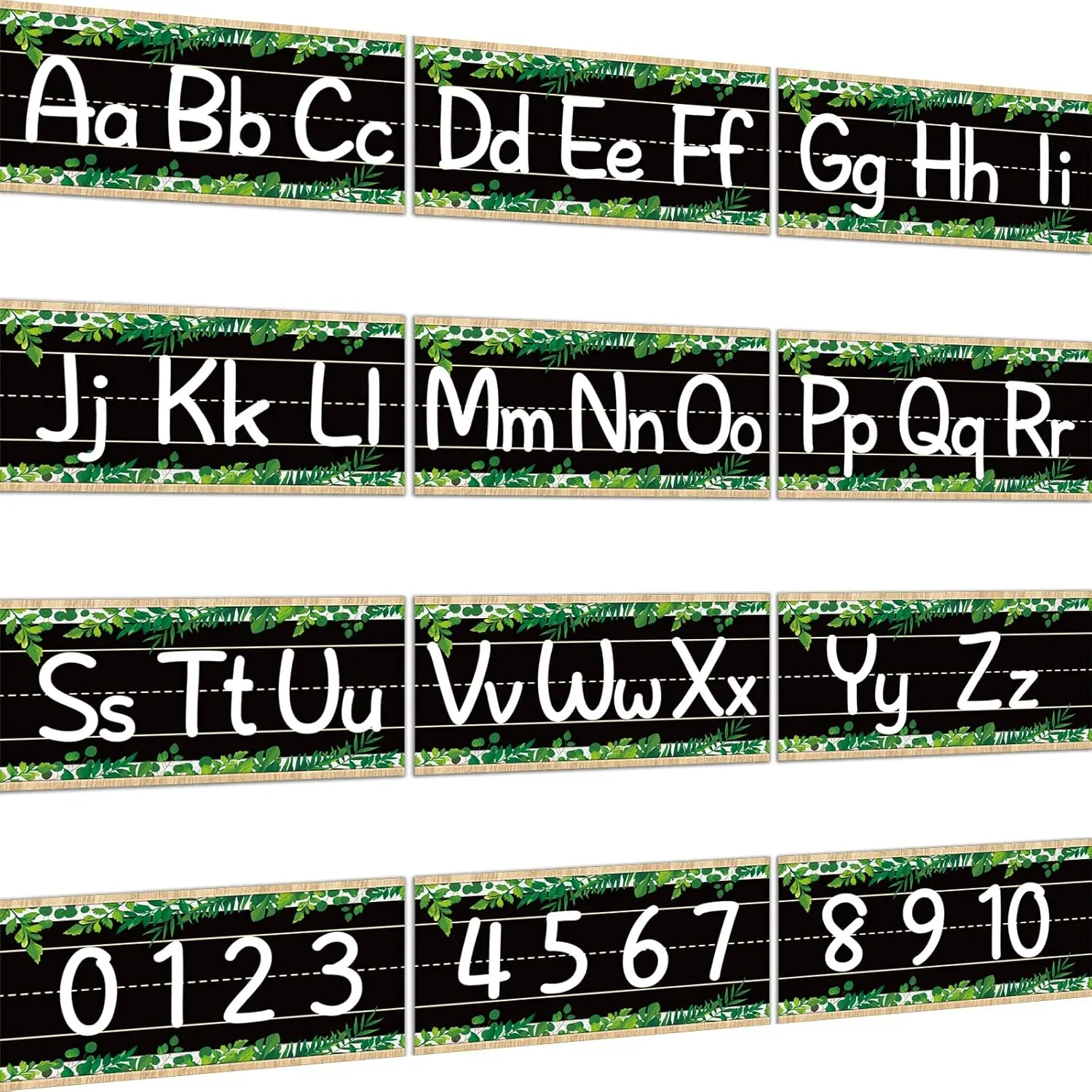 12 count Alphabet Bulletin Board Strips Set Alphabet Line ABC Boho Banner & Number Border Posters for   Classroom Playroom Bedroom (Simply Boho)