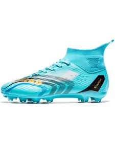 Men's and Teen Football Shoes, Dynamic Stripes, Laces, Professional Outdoor Training, High Grip Fg/ag Mixed Studs, Tpu Sole, Mud and Grass Fields