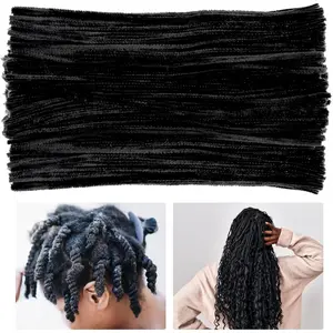 180 Pcs Pipe Cleaners Chenille Stem, Black Pipe Cleaners, 11.8inch Pipe Cleaner for Hair Locs, Long Craft Pipe Cleaner Chenille Stems for DIY Art Crafts Decorations Supplies