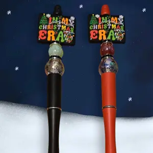 Christmas Era Plastic Beaded Pen