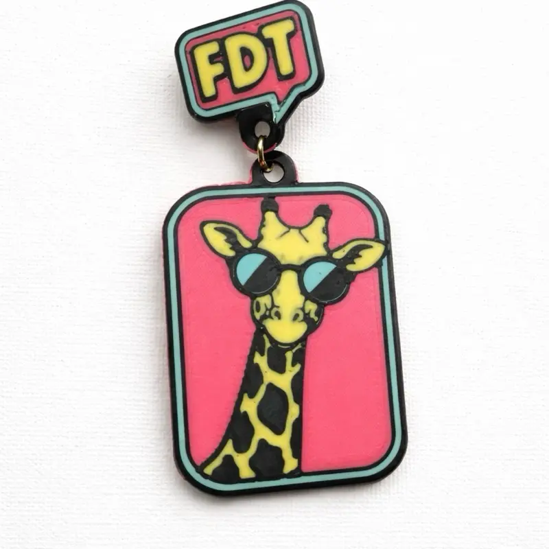 FDT Giraffe Statement Earrings with Cool Sunglasses Design and Bold Pink Background