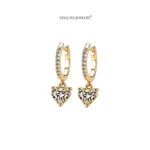 Gold Plated Moissanite Earring 1.0CTW Radiant Hypoallergenic Chic