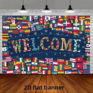 2D Flat - Two-Dimensional Flat Design Showcasing Flags from Different Nations, Perfect for Photography Backdrops And Home Decoration, Great for Wall Art, Door Displays, And Event Party Decorations