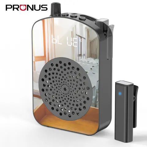 PRUNUS A10 Wireless Voice Amplifier with Bluetooth 5.3, Clip-On Lavalier Mic, DSP Noise Reduction, 15W Power, 2000mAh Battery, 65-Foot Range, 10,000-Sq-Ft Coverage, TF Slot, Auxiliary Input, Charging & Storage Case, Pearl Chain | Portable for Teachers