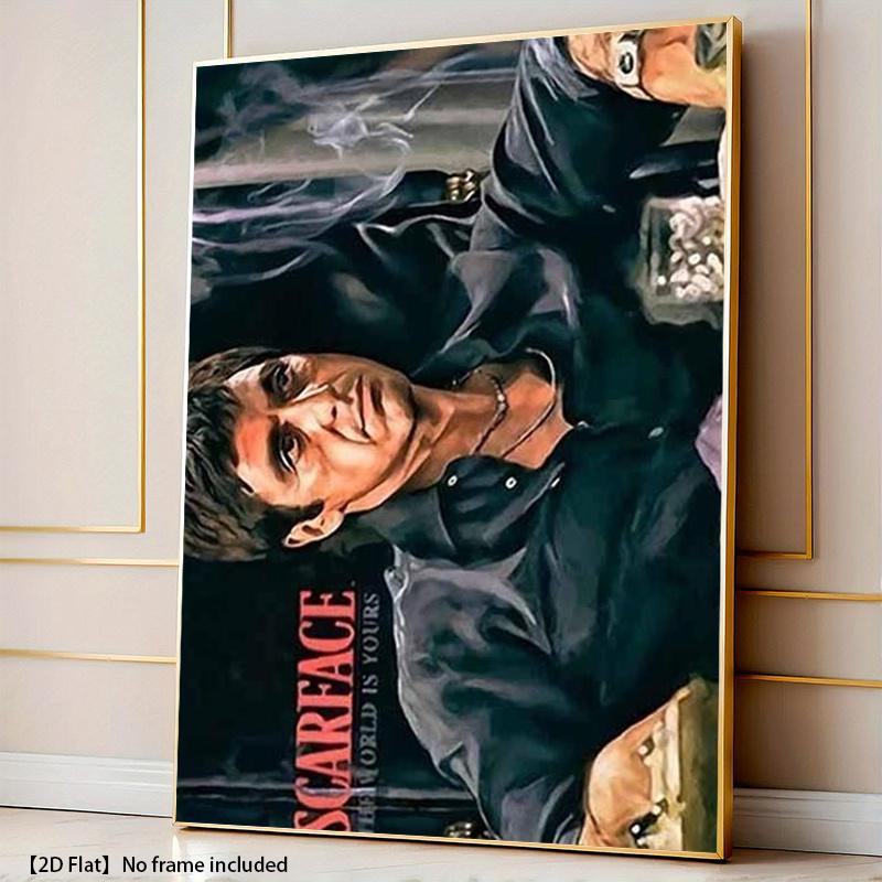 2D Flat, Scarface Movie Poster - Al Pacino "The World Is Yours" Iconic Quote Frameless - Tony Montana Quote Print Suitable for Home Office Decor, Minimalist Modern Film Art Gift for Movie Fans, / Canvas Print, 2D Flat