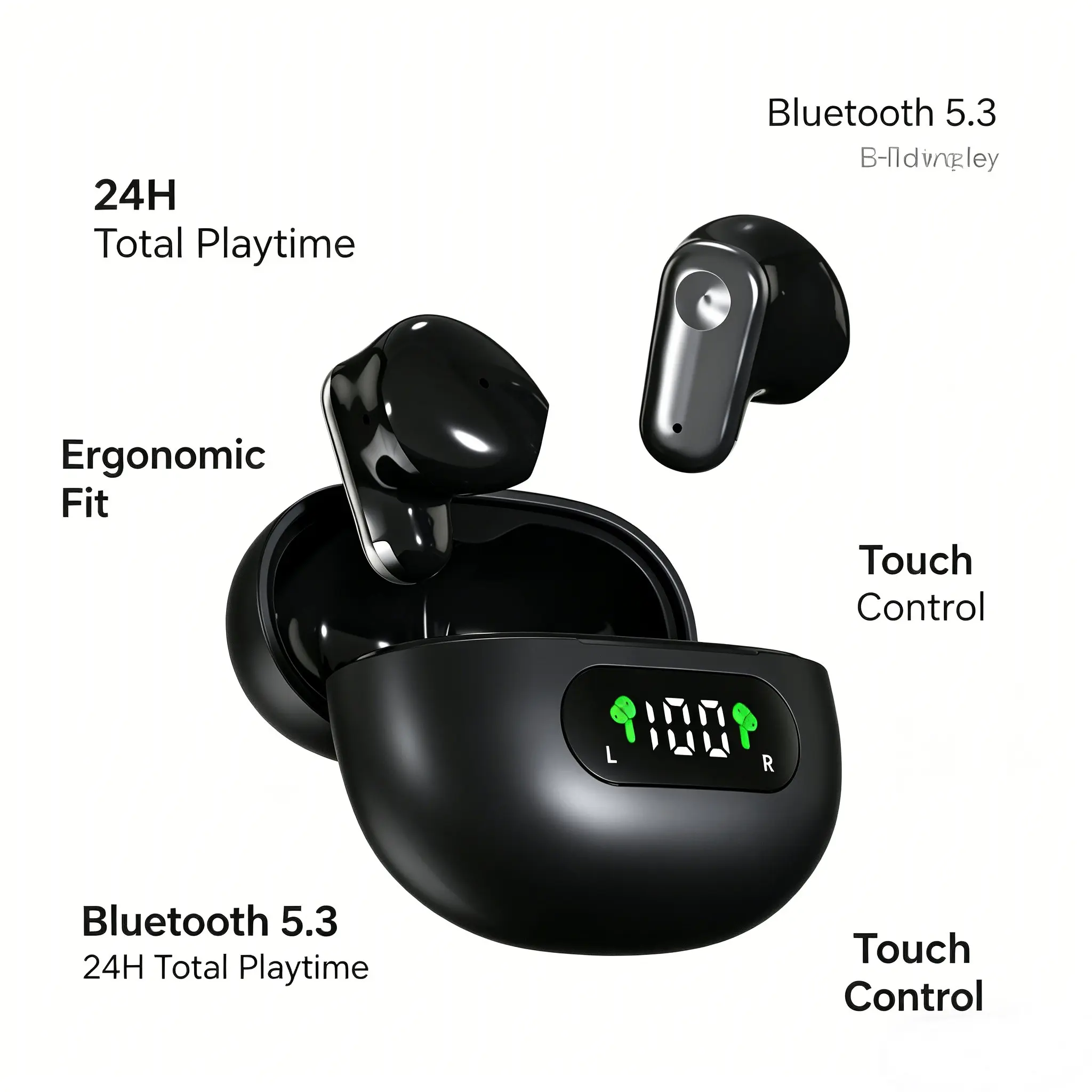 Blutooth 5.3 TWS Wireless Earbuds, Ideal for Sports & Gaming, Clear Sound Quality, Stable Signal, Long-Lasting Battery Life, Lightweight Design, Fitness Earbuds