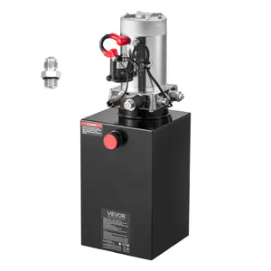 【fathersdaygift】VEVOR 10 Quart Hydraulic Power Unit, Single Acting Dump Trailer Pump, 3200 PSI Max Relief Pressure & 0.91 GPM Flow Rate, DC 12V Hydraulic Pump with Metal Reservoir for Dump Trailer Car Lifting