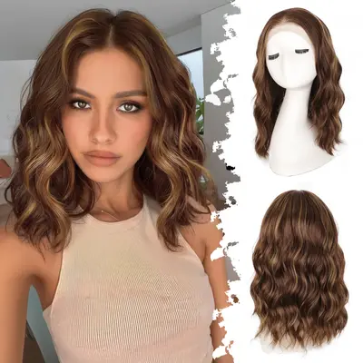 Blowout in Wavy 13x4 Lace Front Mixed Brown and Blonde Highlights
