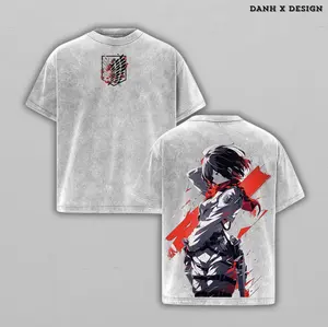 Mikasa Ackerman | Attack on Titan Inspired Washed Tee Streetwear Tee Hoodie “Red Scarf Warrior — A Soldier Driven by Fierce Loyalty” — For Anime Fans, For Gift Drops That Cut With Silent Strength