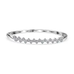 Luxuriant Lab Grown Diamond GH SI 2.20 ctw Rolling Waves Bangle Bracelet in Rhodium Over Sterling Silver 7.25 In Christmas Gifts