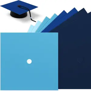 12 Pcs Graduation Grad Cap Decorations Construction Paper 10" x 10" 230gsm Cardstock for Graduation Cap DIY Project Scrapbook Birthday Party Decoration(Blues)