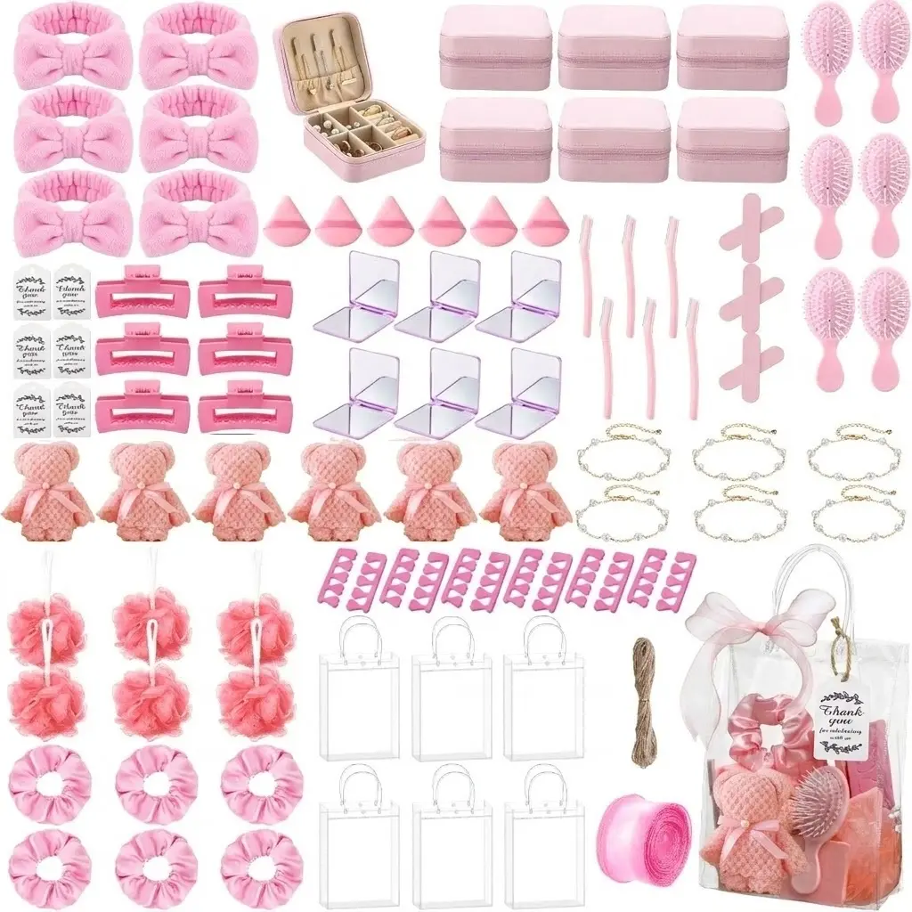 92 Pcs Baby Shower Prizes for Game Party Winners Baby Shower Favors Gifts Includes Hair & Beauty Accessories Jewelry Box with Gift Bag for Gender Revealed Wedding Bridal Party Favors