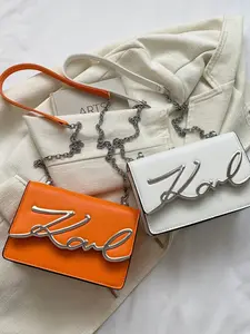 Women's Fashion Chain Bag, Letter Leather Shoulder Bag, Multi-Functional Crossbody Bag, Vintage Large Capacity, Elegant Style, Adjustable Crossbody Bag