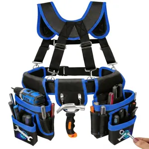 Tool Belt, Professional Tool Belts for Men, Magnetic Tool Pouch With Suspenders, Heavy Duty Detachable Adjustable Utility Belt Work Bags for Electrician, Carpenter