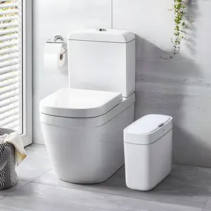 Bathroom Motion Sensor Trash can with Lid 3 Gallon Automatic Garbage Can, 10 L Slim Plastic Smart Trash Can, Waterproof Trash Bin for Bedroom, Toilet, Kitchen, Office, Rv, White