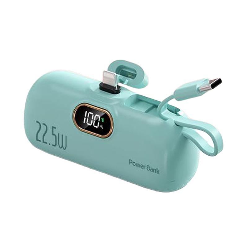 2 in 1 5000mAh 22.5W Mini Portable Charger Power Bank with 3 Output Ports, 5000mAh Fast Charging Battery Pack with LED Display-5000mAh Mini Portable Charger Power Bank for phone, 22.5W Fast Charger with 3-Output and Digital Display, Lightwight and Compact