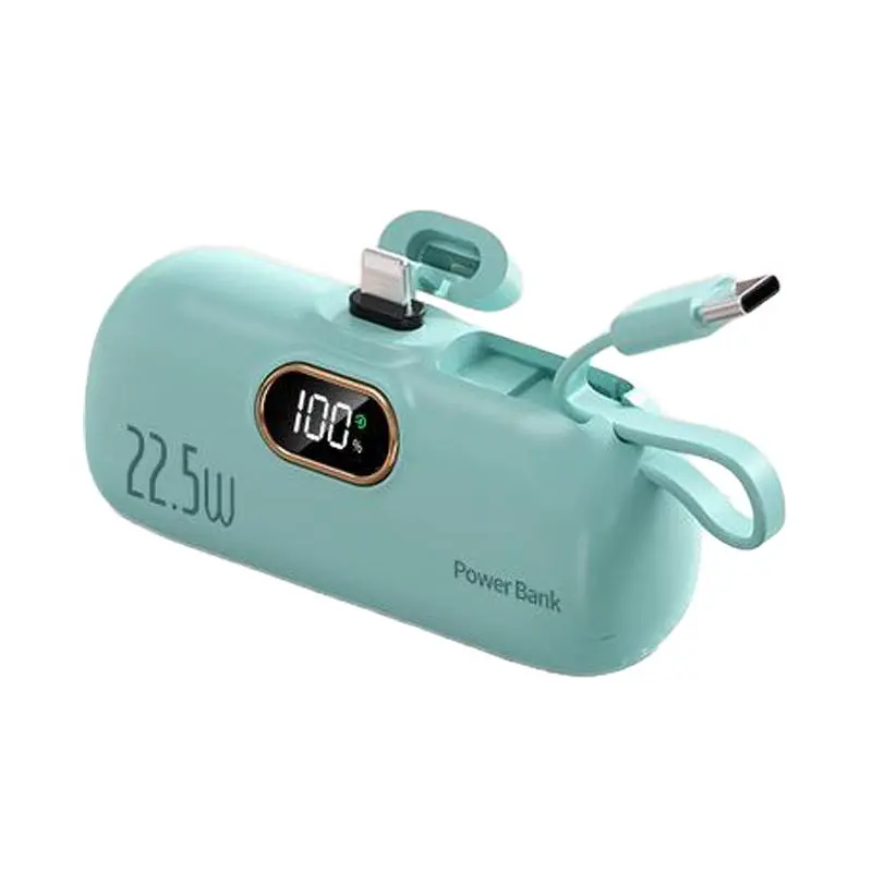 2 in 1 5000mAh 22.5W Mini Portable Charger Power Bank with 3 Output Ports, 5000mAh Fast Charging Battery Pack with LED Display-5000mAh Mini Portable Charger Power Bank for phone, 22.5W Fast Charger with 3-Output and Digital Display, Lightwight and Compact